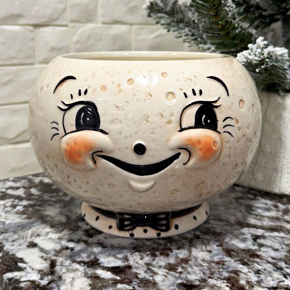 Johanna Parker Laughing Luna Bow Tie Moon Bowl Ceramic Planter